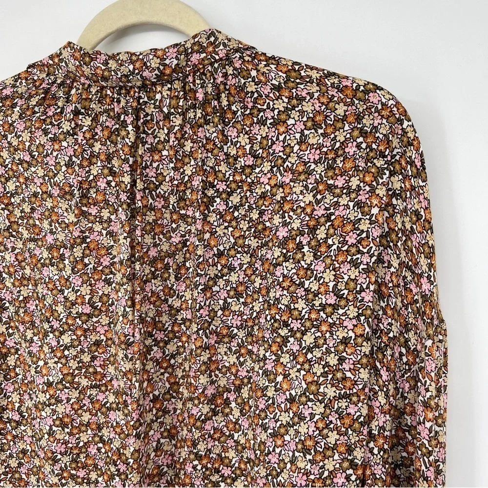 Faithfull the Brand Aira Knot Buttondown Long Sleeve Mathiola Floral Print Top